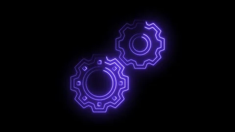 Neon purple gears animation technology engineering and creative motion graphics Stock Footage 322977694