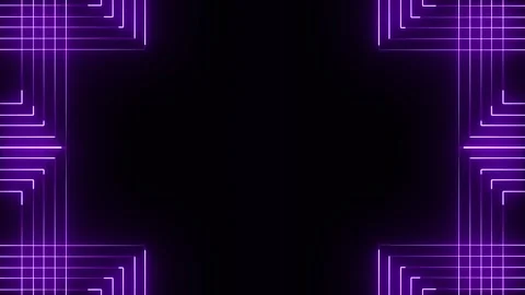 Neon purple glowing frame with geometric lines seamless loop on black background Stock Footage 344974699