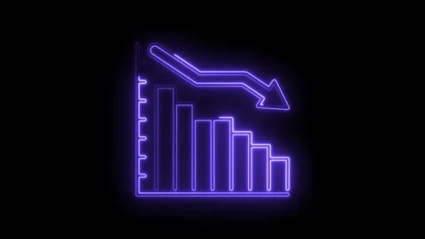 Neon purple glowing graph demonstrating economic downturn financial loss an.. Stock Footage 314538015
