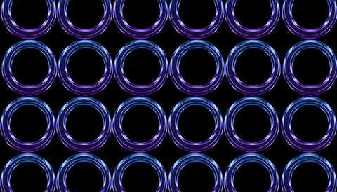 Neon purple glowing ring pattern on black background Illustrazione stock
