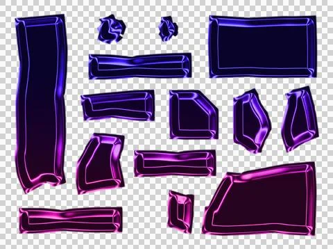 Neon purple glowing wireframe 3 D chair and desk in dark room transparent Stock Illustration
