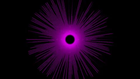 Neon purple light lines vibrating in radial pattern against dark black back.. Stock Footage 342549244