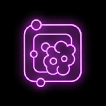 Neon purple machine learning icon on black background 库存插图