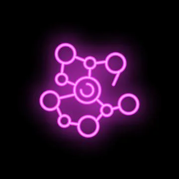 Neon purple network connecting dots showing data flowing through system Stock Illustration