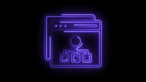 Neon purple organizational chart inside website interface on black background Stock Footage 322974973