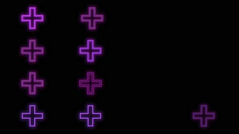 Neon purple plus sign pattern on black gradient 스톡 동영상 232842829