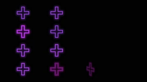 Neon purple plus sign pattern on black gradient 스톡 동영상 232842831