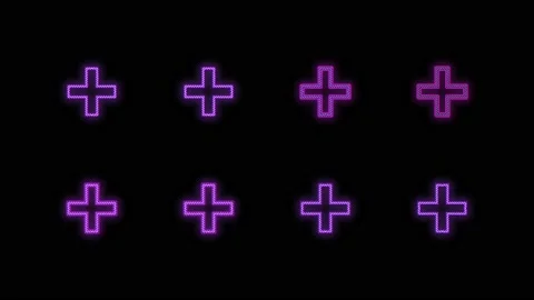 Neon purple plus sign pattern on black gradient 스톡 동영상 232842835
