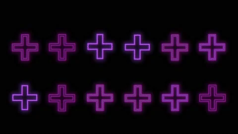 Neon purple plus sign pattern on black gradient 스톡 동영상 232842851
