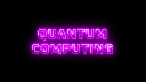 Neon Purple Quantum Computing Sign Video stock 310026963