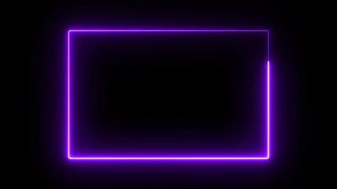 Neon purple rectangle frame animation on black background for gaming overlays Stock Footage 342136625