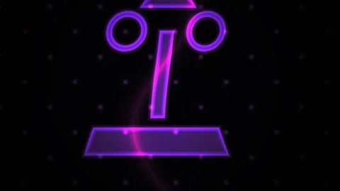 Neon purple robot on black background. Stock Footage 335373254