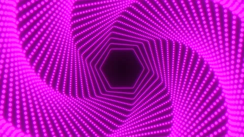 Neon purple spiral hexagons pattern on dark black space Stock Footage 196815132