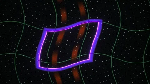 Neon purple square on black background with green lines. Stock Footage 335965731