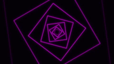 Neon purple square tunnel motion background loop Vídeo Stock 345013106