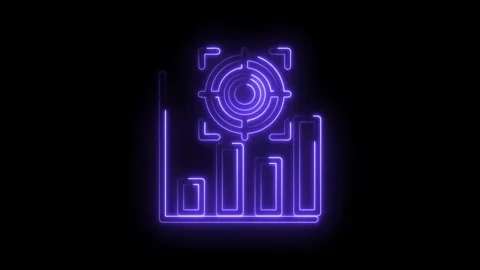 Neon purple target graph analytics success goal achievement data visualization Stock Footage 333957488