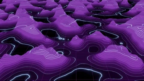 Neon Purple Terrain Grid Animation Stock Footage 340533156