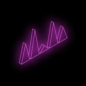 Neon purple triangles creating modern abstract design on black background Stock Illustration