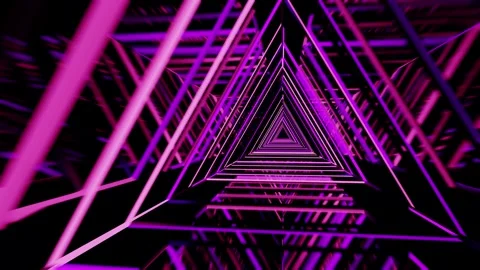 Neon purple triangular tunnel Stock Footage 340523287