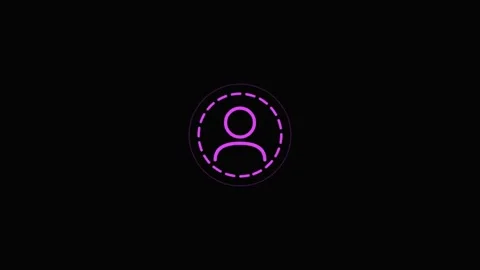 Neon Purple User Avatar Icon Glowing Outline Profile Vector on Black Background Vídeos de archivo 335399677