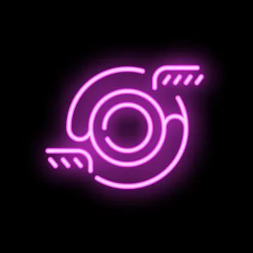 Neon purple vortex spinning with arrows on black background Stock Illustration
