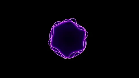 Neon purple wave circle loop on black background Stock Footage 321616150