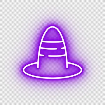Neon purple witch hat icon Stock Illustration
