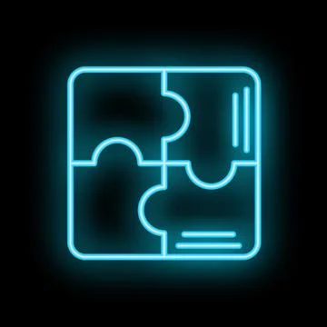 Neon puzzle icon representing problem solving and solutions Illustrazione stock