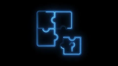 Neon puzzle pieces with question mark concept animation design on black bac.. Stock Footage 308286476