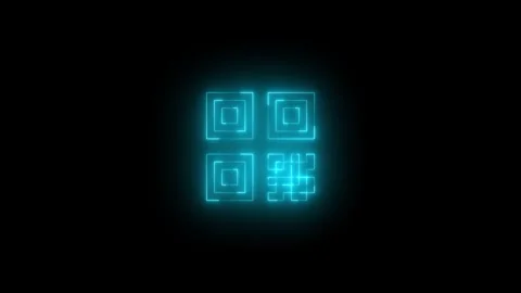 Neon qr code icon glowing black background animation Stock Footage 289561610