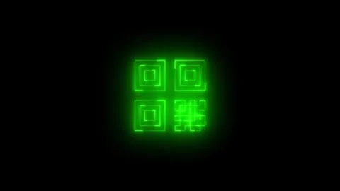 Neon qr code icon glowing black background animation Stock Footage 289561614