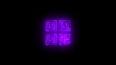 Neon qr code icon glowing black background animation Stock Footage 289561625