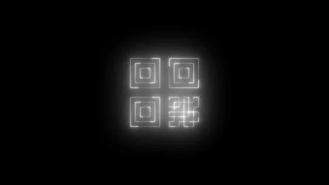 Neon qr code icon glowing black background animation Stock Footage 289561636