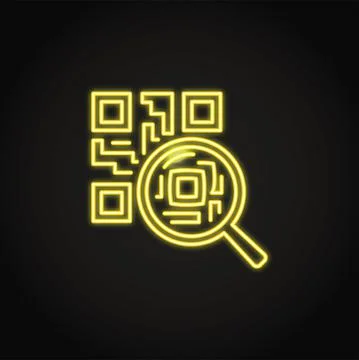 Neon Qr code verification icon in line style Illustrazione stock