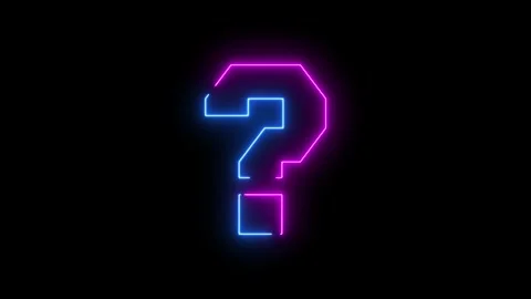 Neon question mark animated colorful glowing symbols flickering and popping.. Stock Footage 343850460