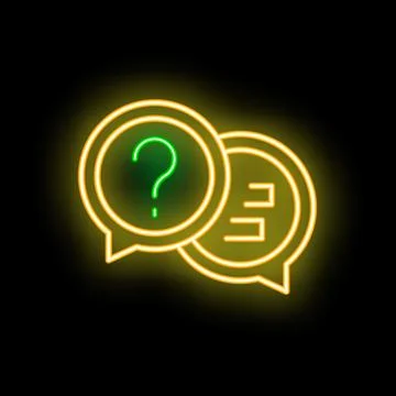 Neon question mark chat bubble asking for an answer 스톡 일러스트