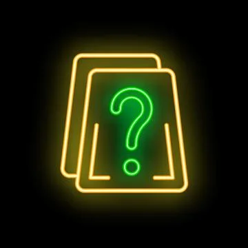 Neon question mark glowing on black background Stock Illustration