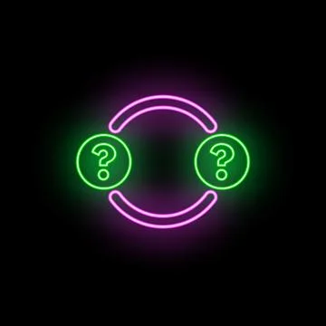Neon question marks exchanging information concept Stock Illustration