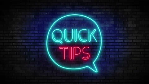 Neon Quick Tips and speech bubble on brick wall Stock Footage 147672664