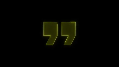 Neon quotation mark symbol glowing with yellow light on dark black backgrou.. Stock Footage 345549884
