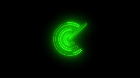 Neon radar icon glowing black background animation Видео 289561861