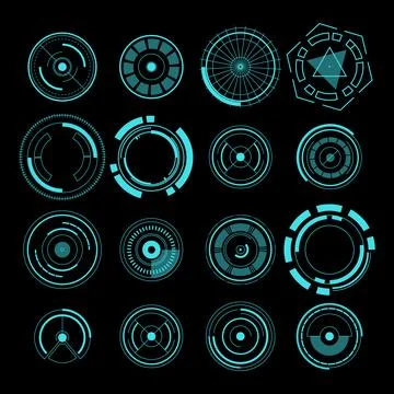 Neon radar. Virtual interface. Digital game viewfinder. GPS technology. Circle 스톡 일러스트