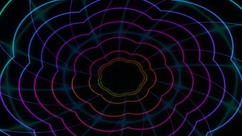 Neon Radial Flower Pattern Seamless Loop Stock Footage 340595870