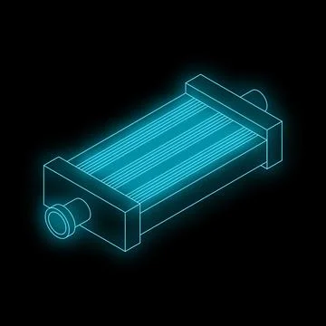 Neon radiator glowing on black background Stock Illustration