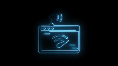 Neon radio frequency icon on black background animation concept communicati.. Stock Footage 330779594