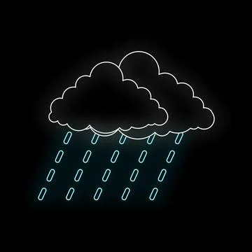 Neon rain clouds glowing weather forecast icon Stock Illustration