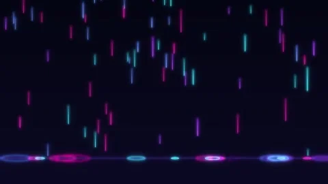 Neon rain drops falling and rippling on the floor 库存影片 348273533