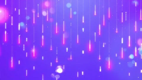 Neon Rain: Falling Glowing Lines on a Vivid Purple Background Stock Footage 330320131
