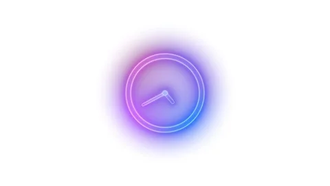 Neon Rainbow Clock Isolated Animation on white Background, Colorful glowing.. Stock Footage 304395293