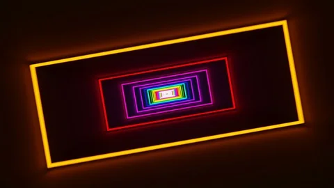 Neon Rainbow Colored Lights - Spinning Tunnel Loop (3D CGI ANIMATION) Stock Footage 105966928